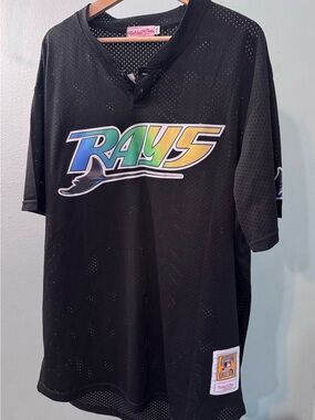 Mitchell & Ness Black Mesh Cooperstown Collection Patch Jersey XXL
